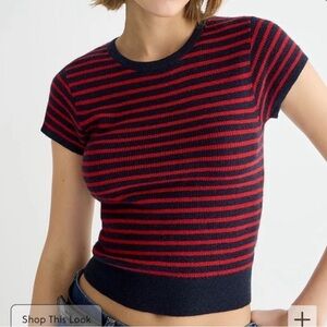 J. Crew Red and Black Striped Top